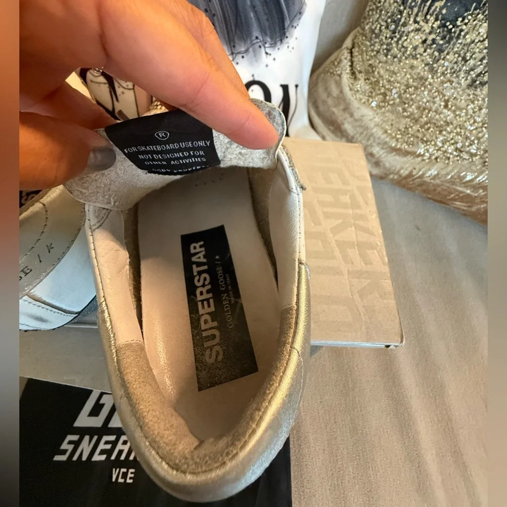 Golden Goose Snakeskin, Silver and White Sneakers - Picture 6 of 8